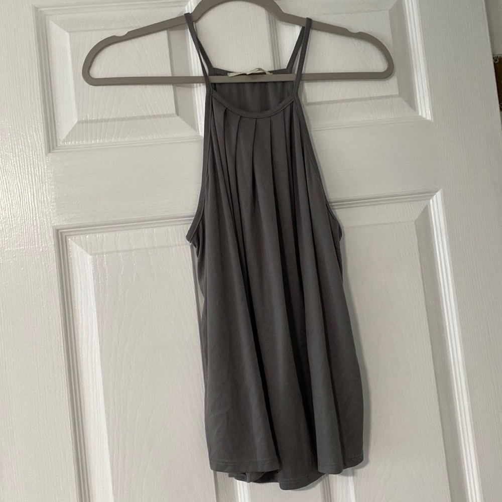 Ruffle high neck flowy tank top